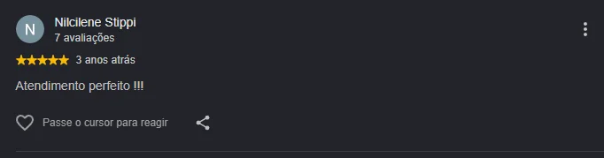 Avaliação 5 estrelas de Nilcilene Stippi: Atendimento perfeito!!!